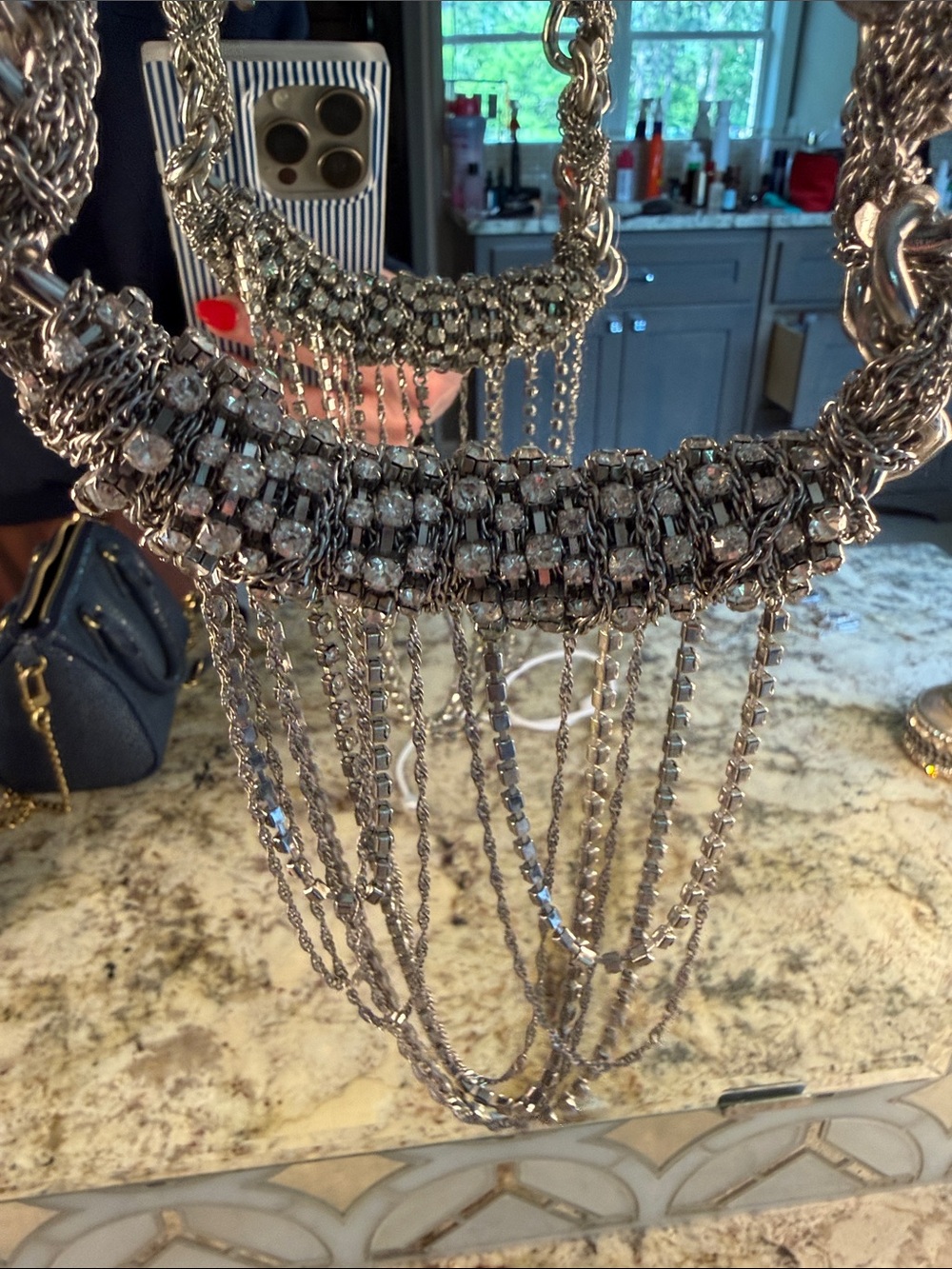 BCBG Max Azria silver multi chain necklace - Picture 4 of 5